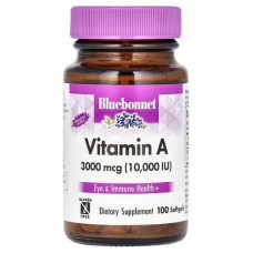 Bluebonnet Nutrition, вітамін A, 3000 мкг (10 000 МО), 100 капсул